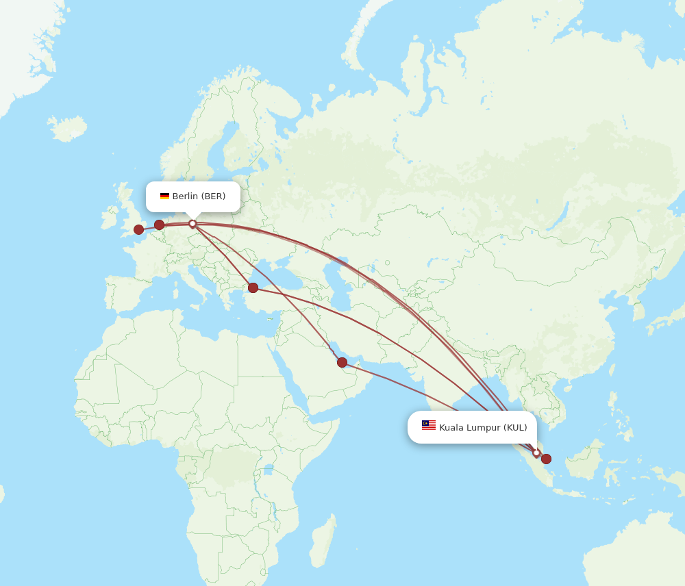 KUL to BER flights and routes map
