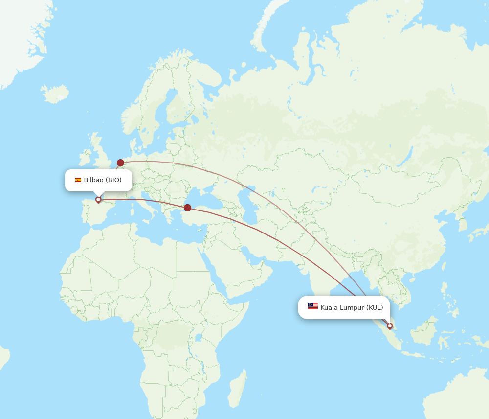 KUL-BIO flight routes