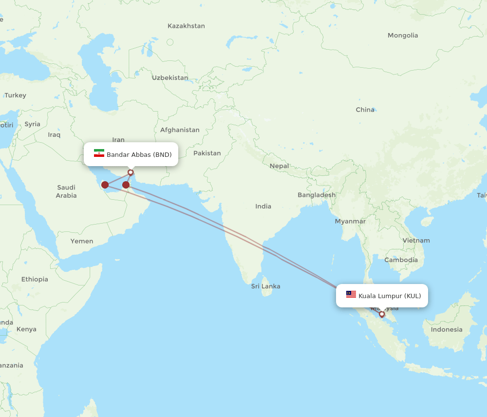 KUL-BND flight routes