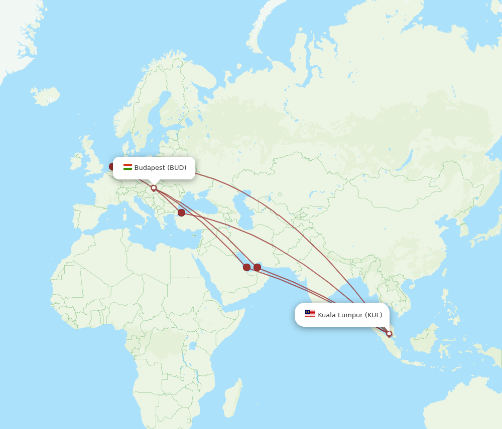 KUL-BUD flight routes