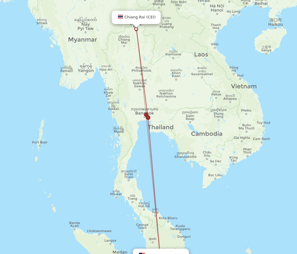 KUL-CEI flight routes