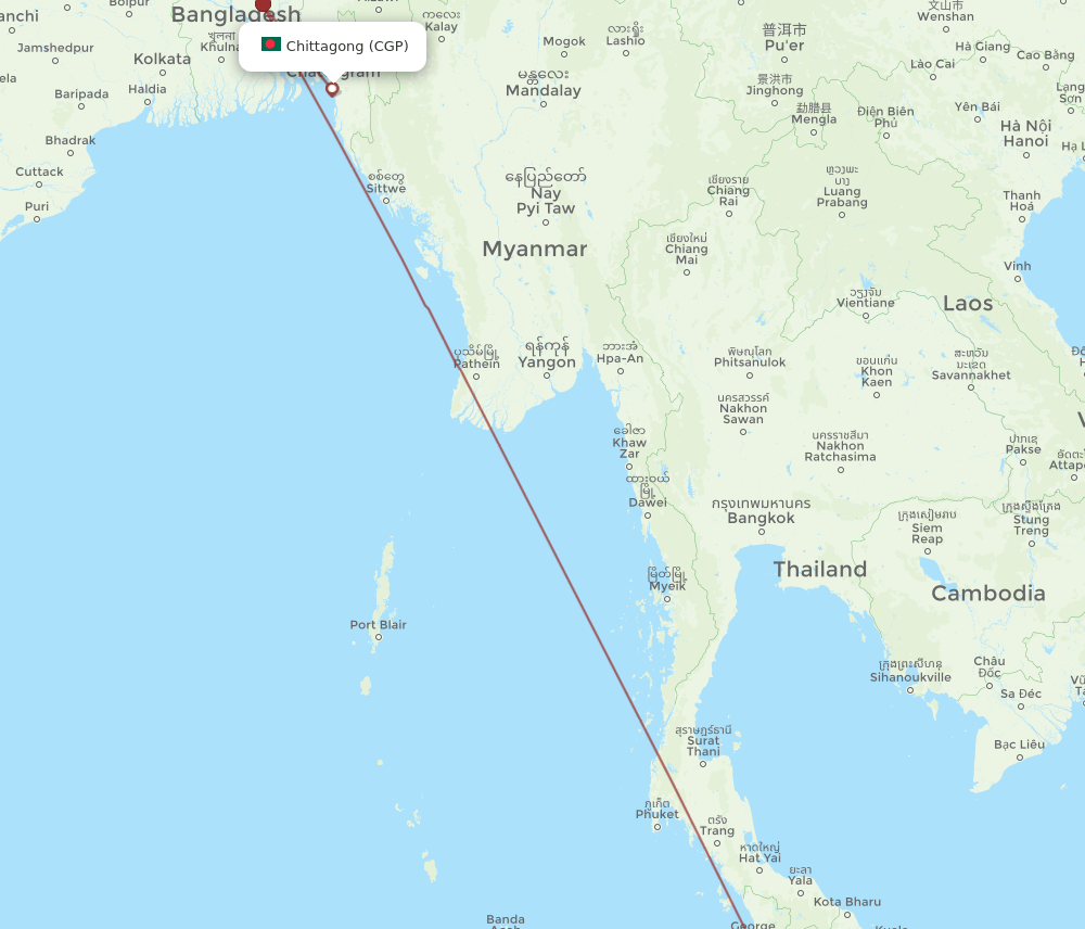 KUL to CGP flights and routes map
