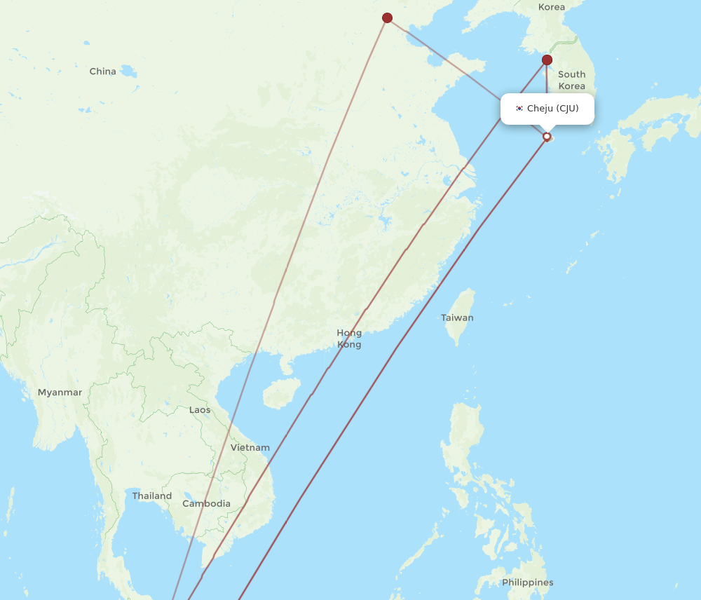 KUL to CJU flights and routes map