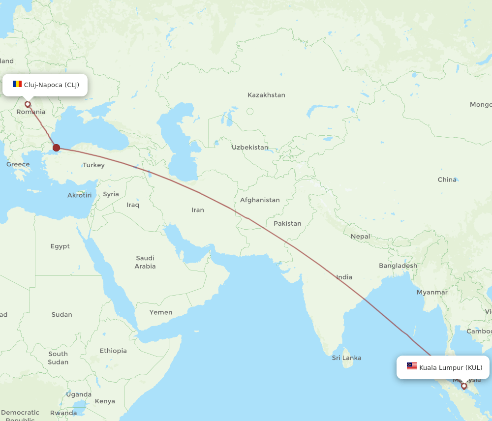 KUL-CLJ flight routes