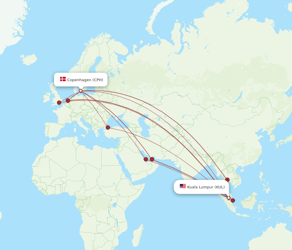 KUL-CPH flight routes