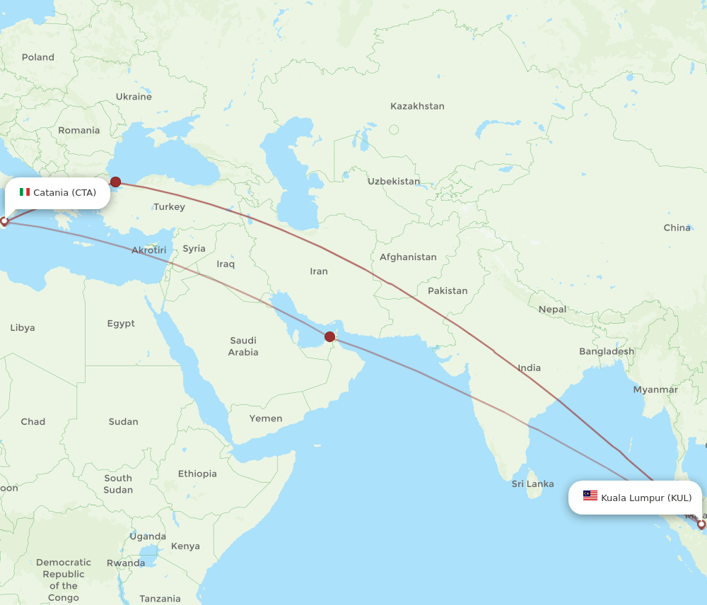 KUL-CTA flight routes