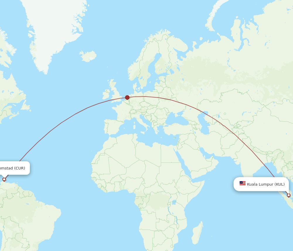 KUL-CUR flight routes