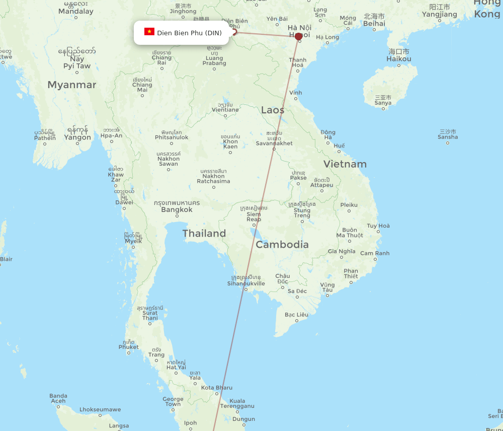KUL-DIN flight routes