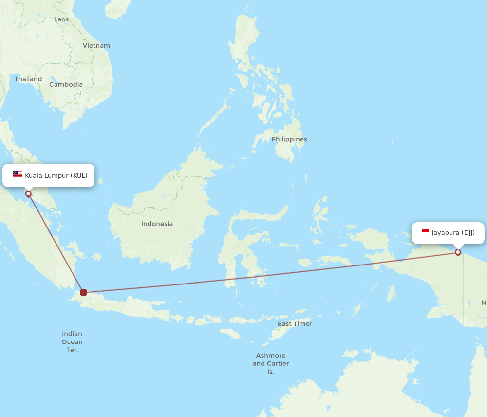 KUL-DJJ flight routes