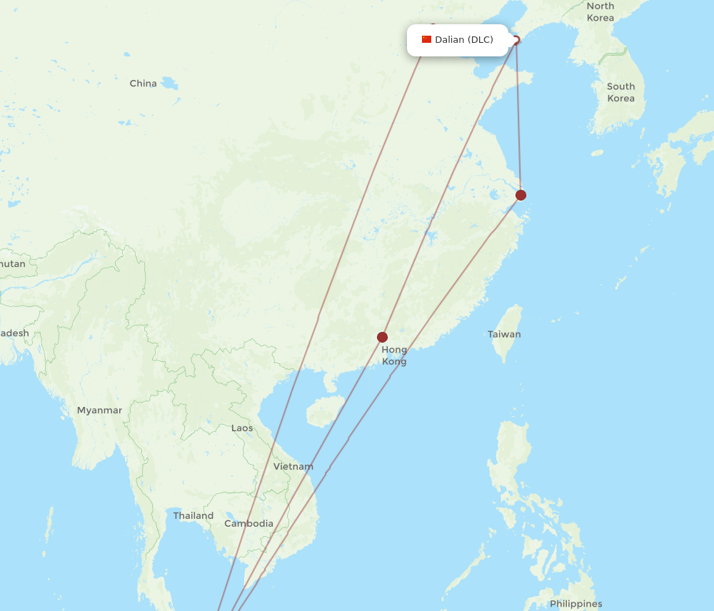 KUL to DLC flights and routes map