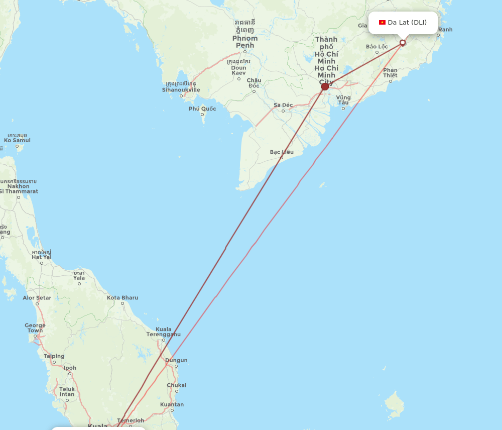 KUL-DLI flight routes