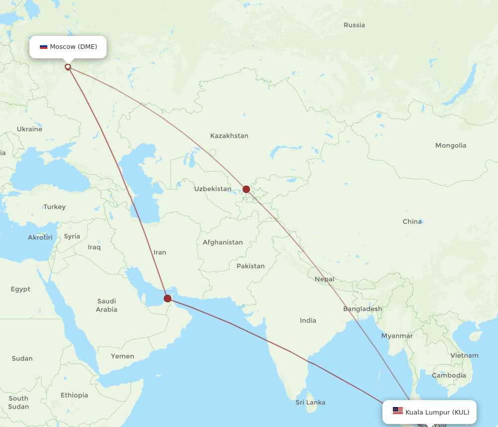 KUL-DME flight routes