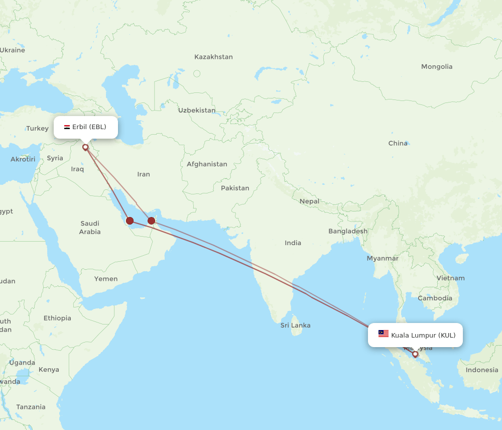 KUL-EBL flight routes