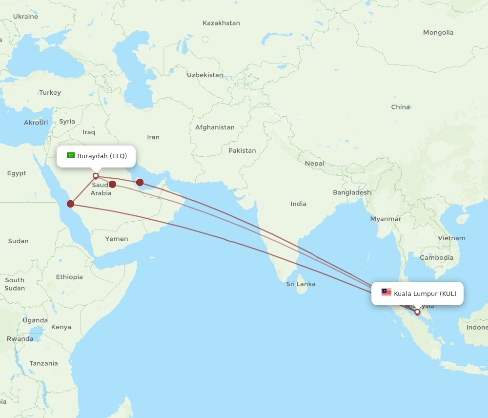 KUL-ELQ flight routes