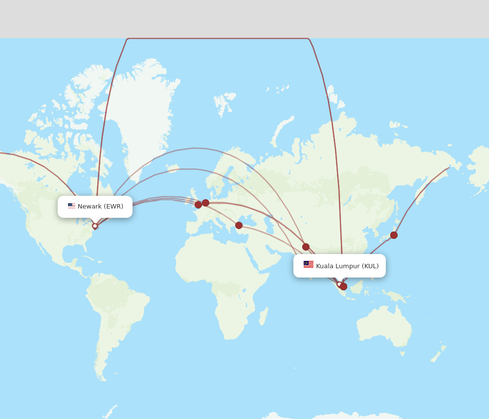 KUL-EWR flight routes
