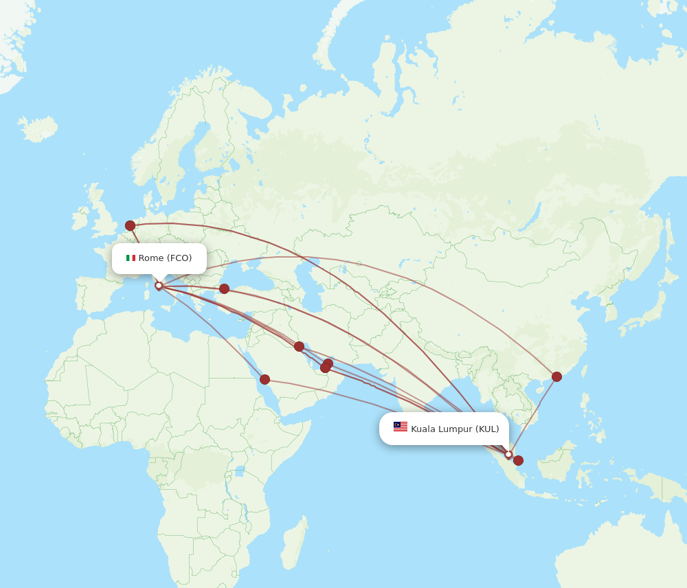 KUL-FCO flight routes