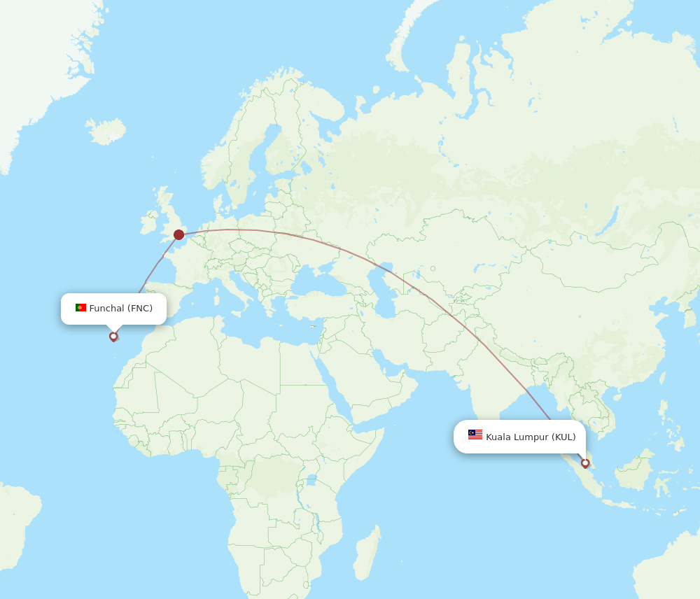 KUL-FNC flight routes