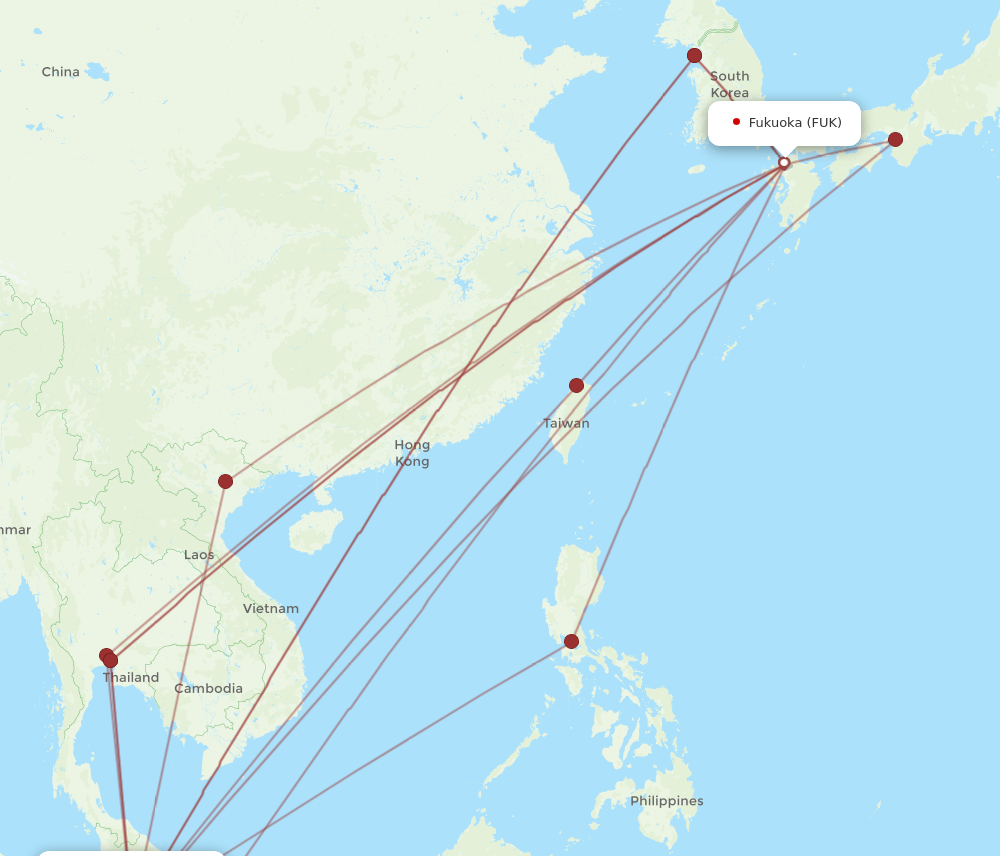 KUL to FUK flights and routes map