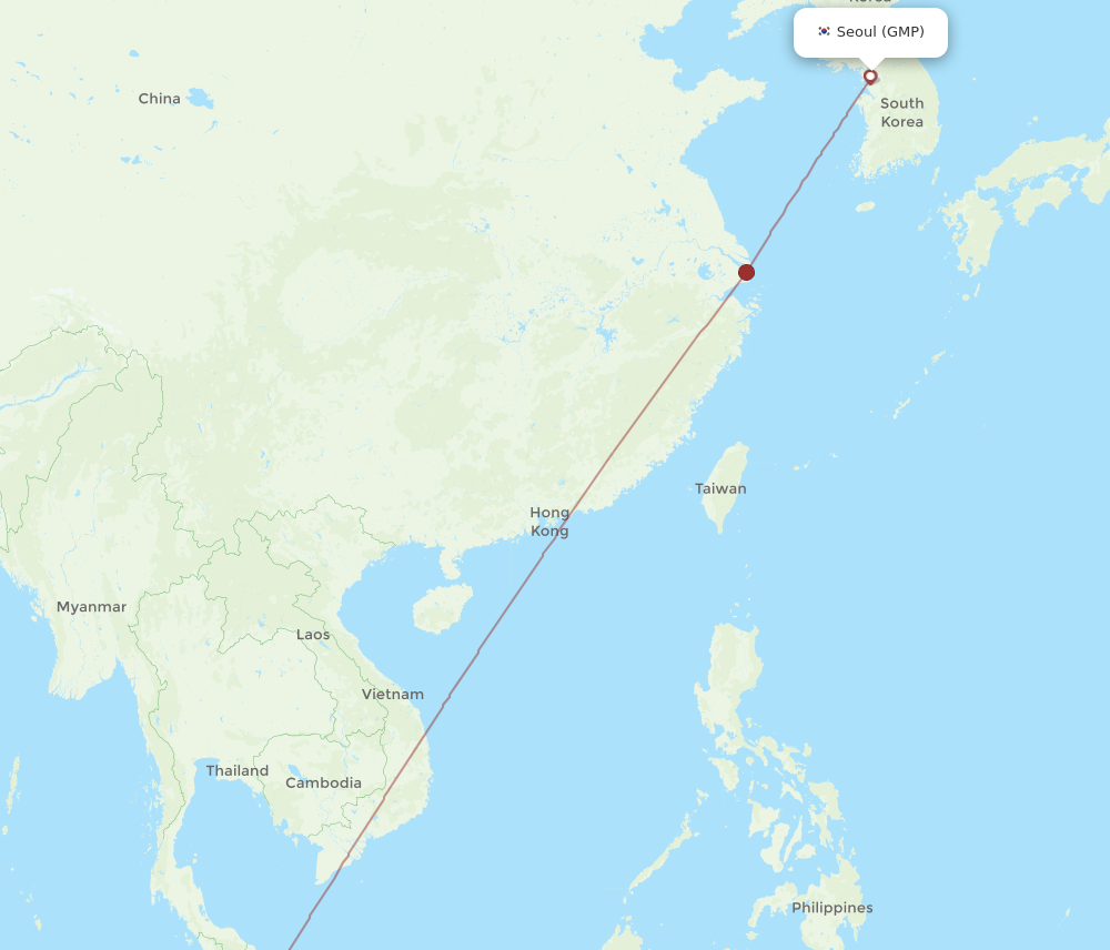 KUL to GMP flights and routes map
