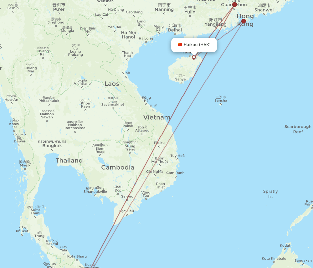 KUL-HAK flight routes