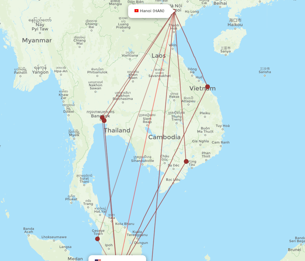 KUL-HAN flight routes