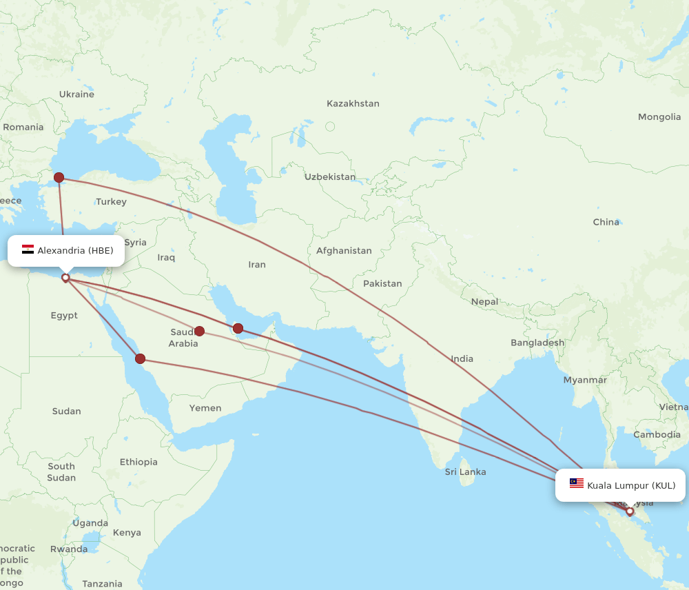 KUL-HBE flight routes