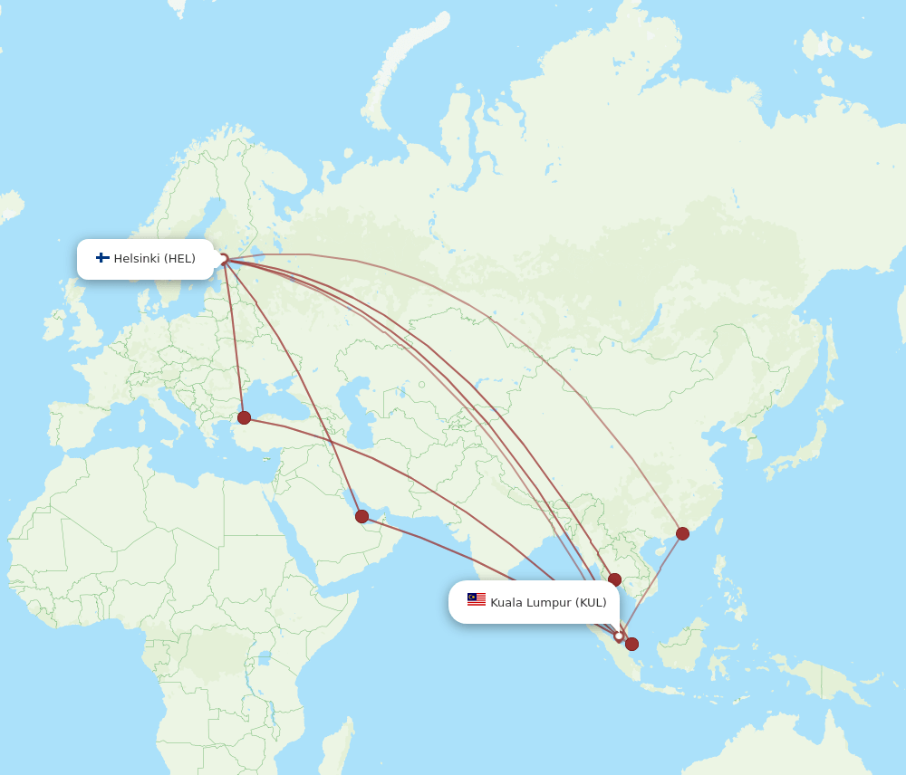 KUL-HEL flight routes