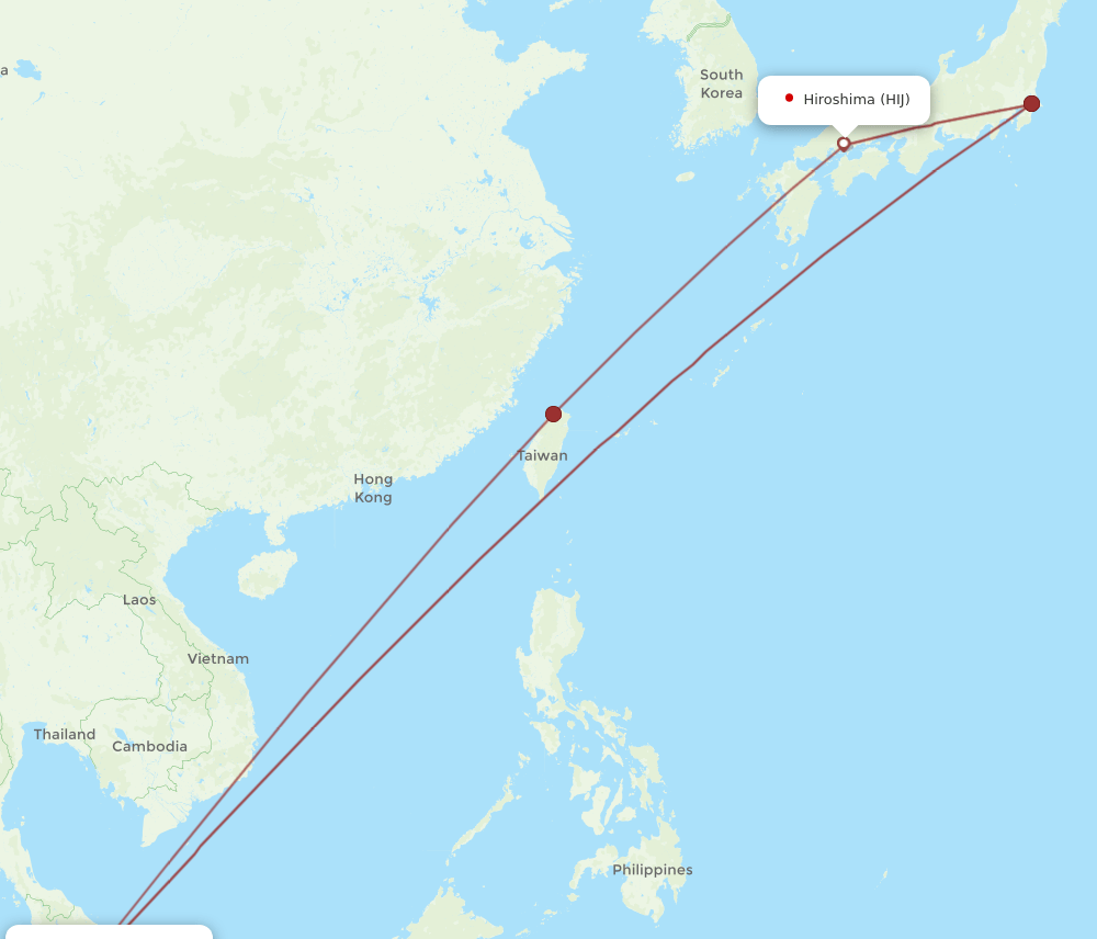 KUL to HIJ flights and routes map