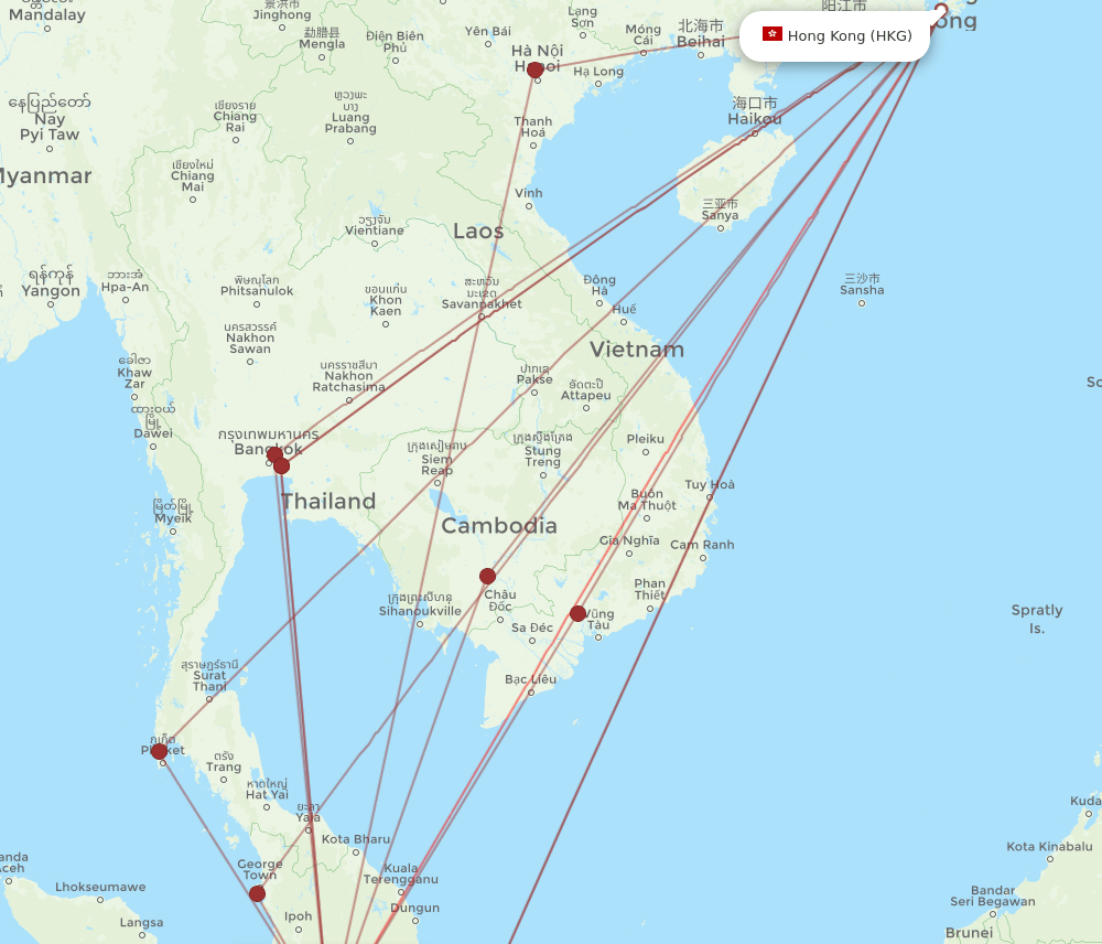 KUL-HKG flight routes
