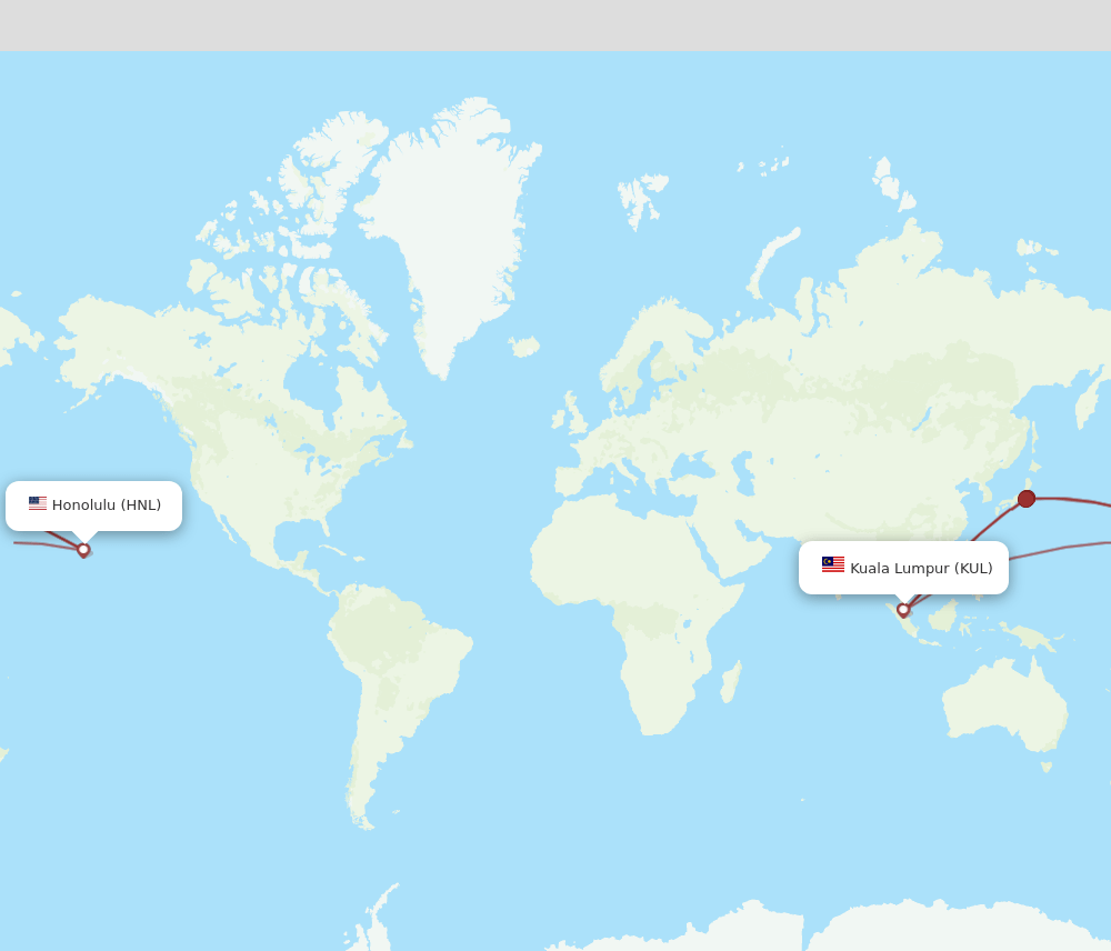 KUL-HNL flight routes