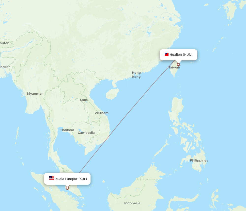 KUL-HUN flight routes