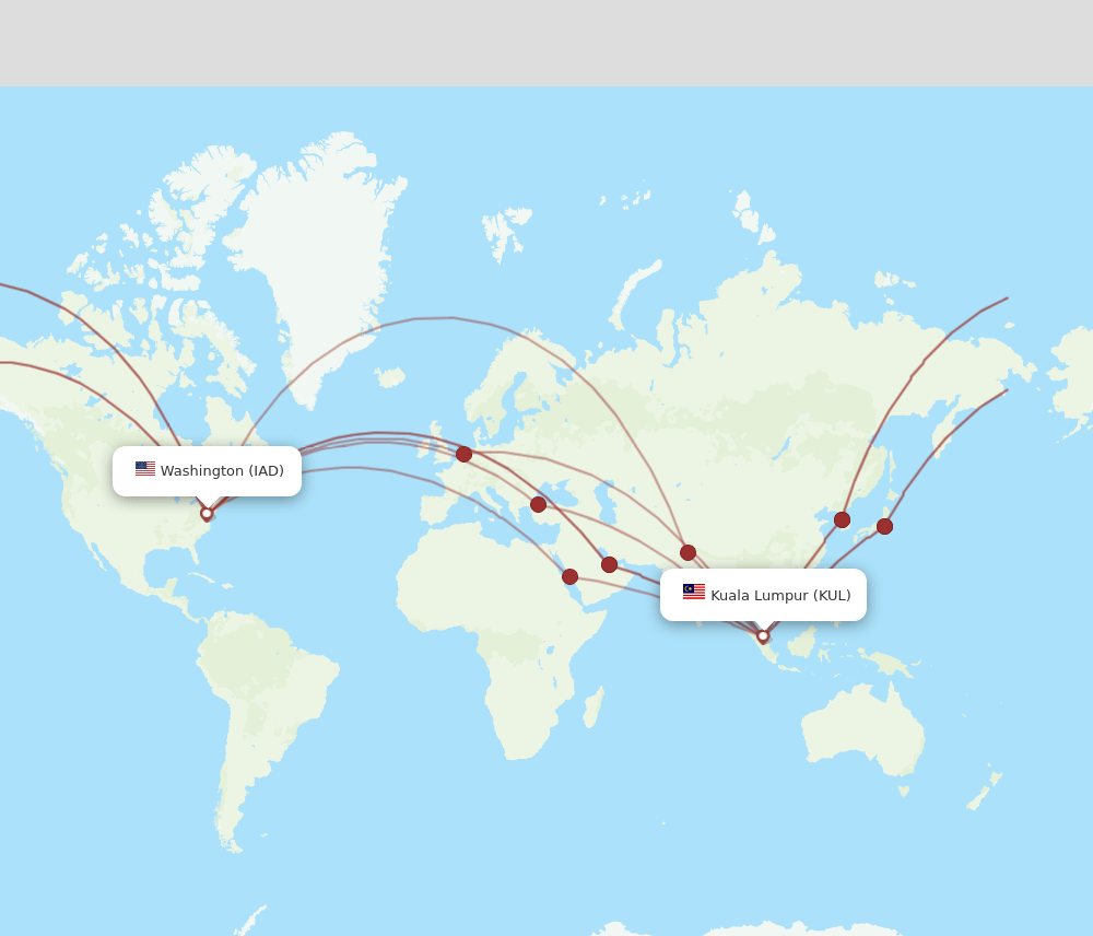 KUL-IAD flight routes