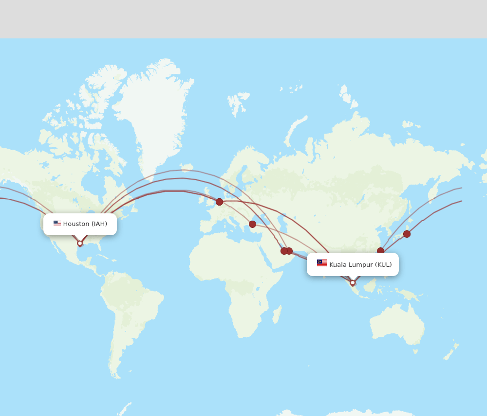 KUL-IAH flight routes