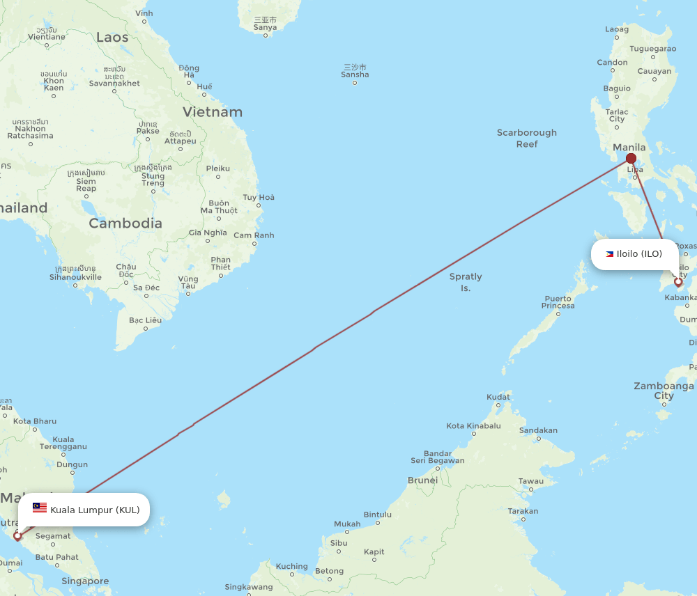 KUL-ILO flight routes