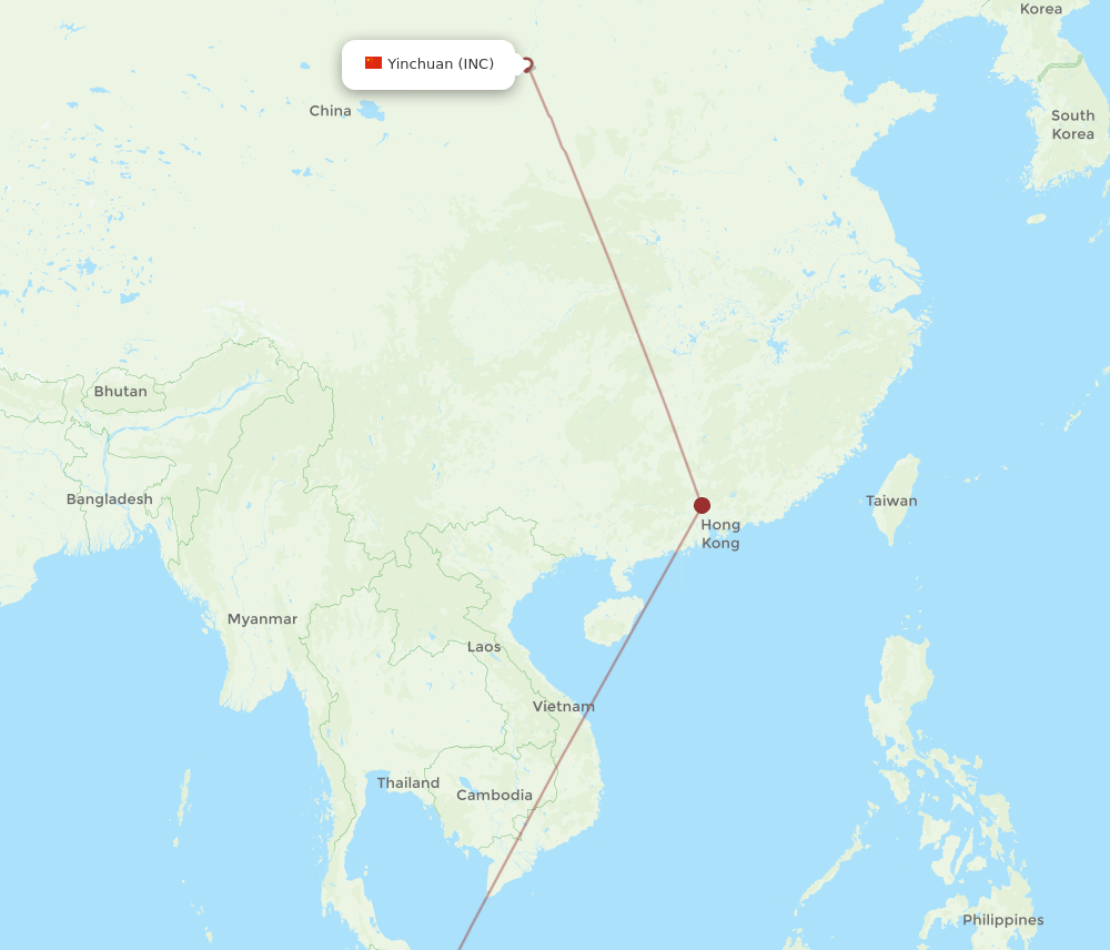 KUL-INC flight routes