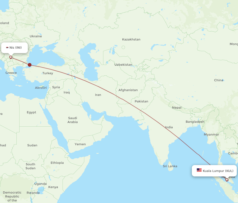 KUL-INI flight routes