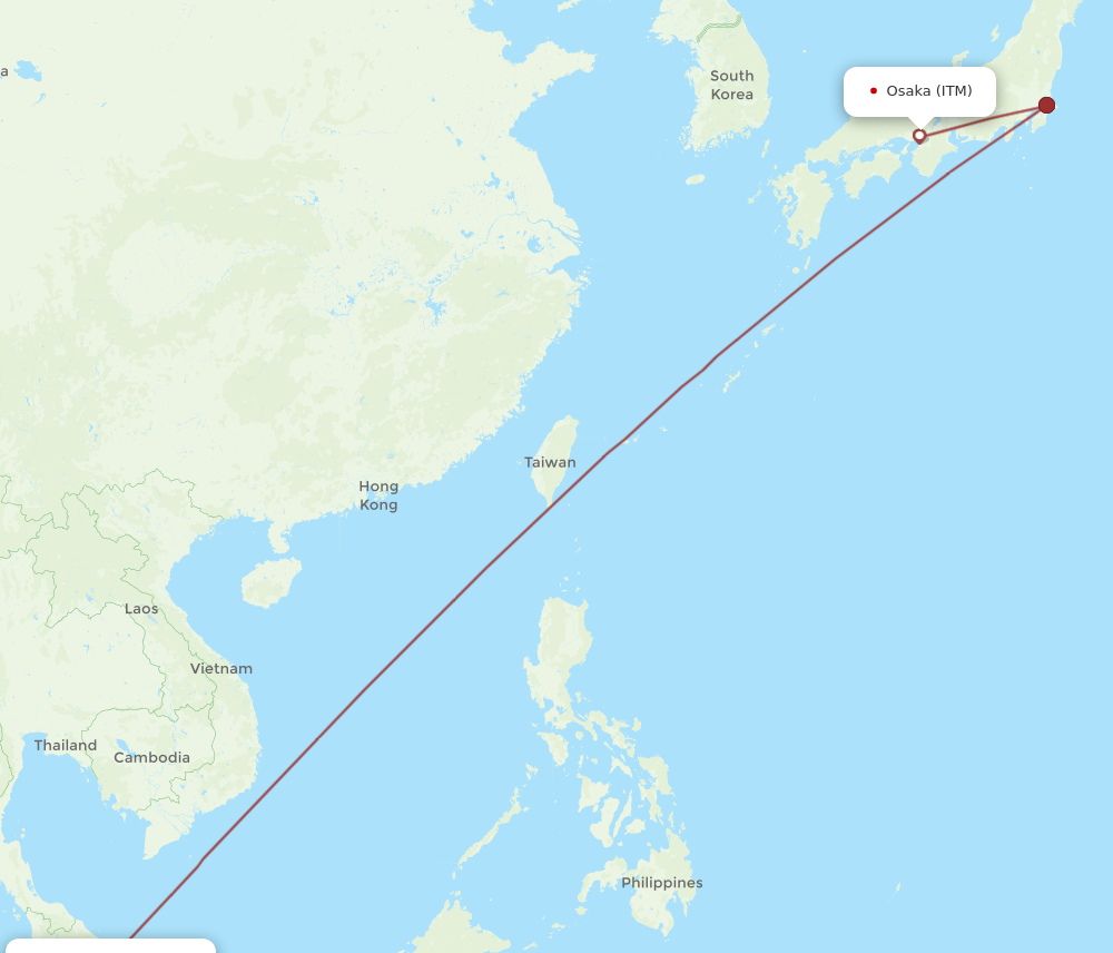 KUL to ITM flights and routes map