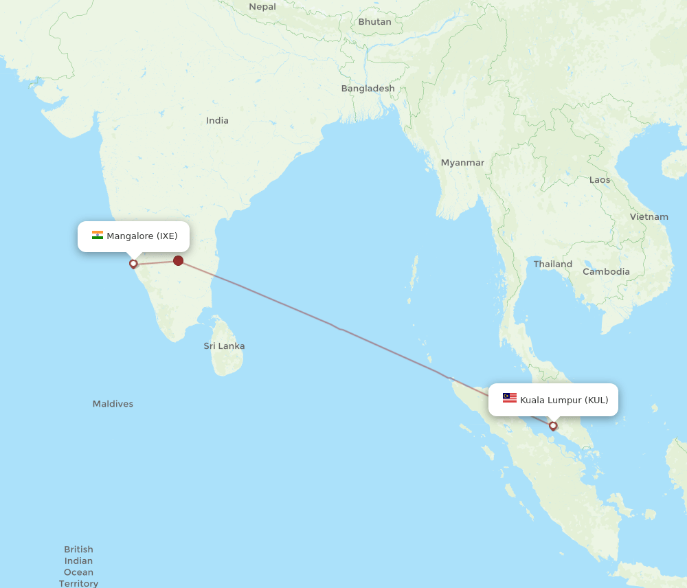 KUL to IXE flights and routes map