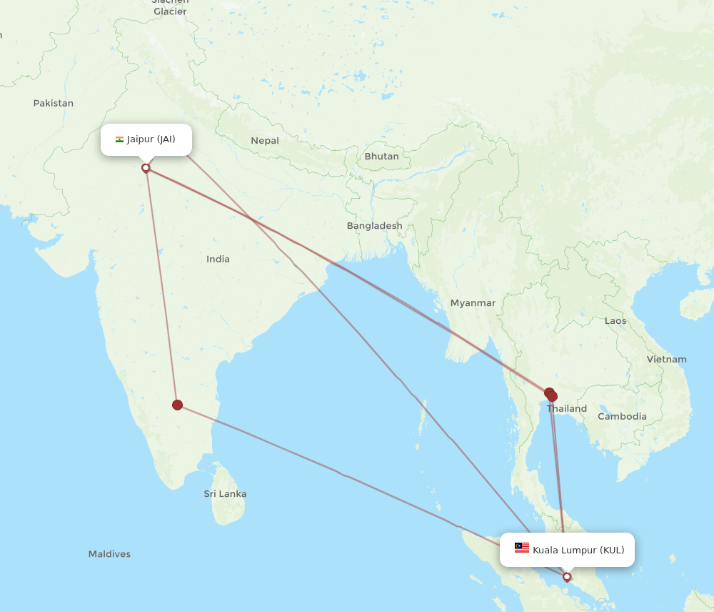 KUL-JAI flight routes