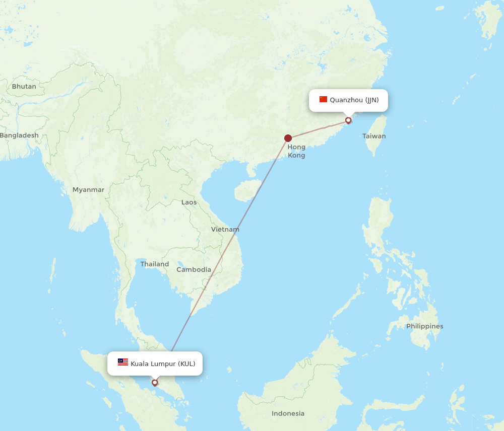 KUL-JJN flight routes