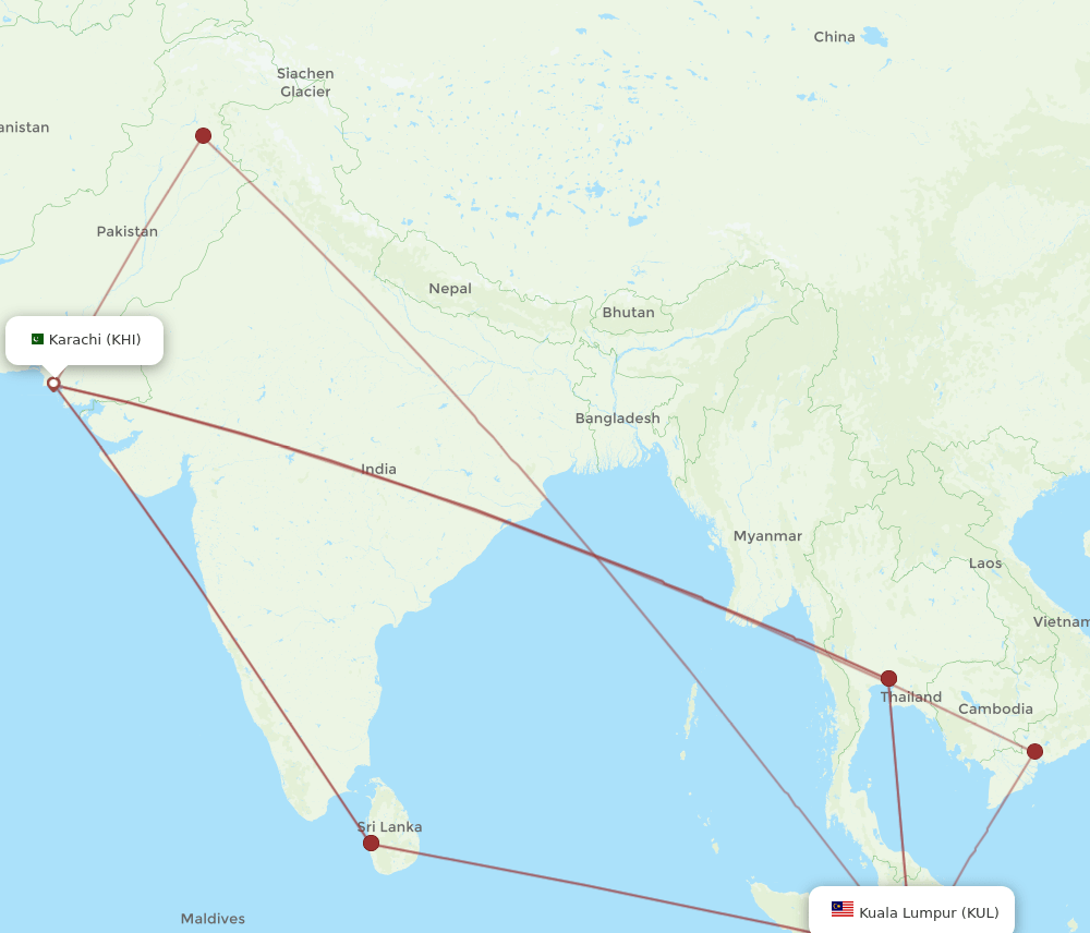 KUL-KHI flight routes