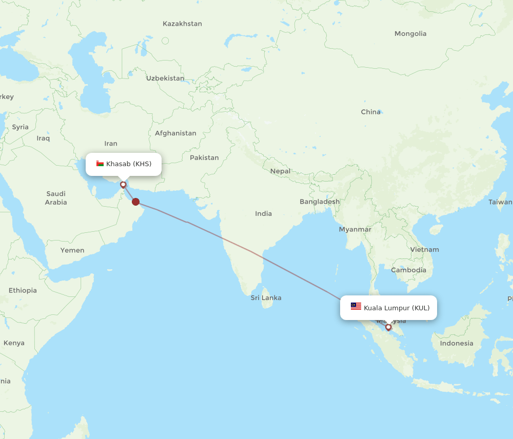 KUL-KHS flight routes