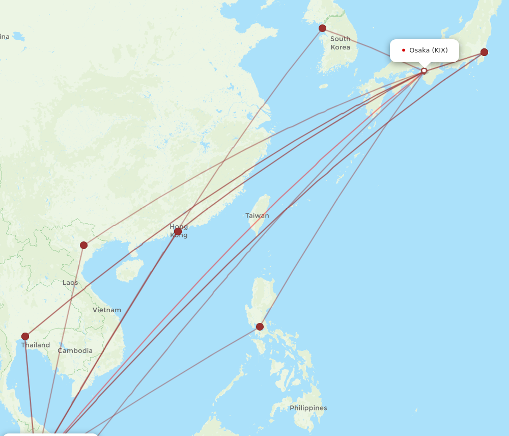 KUL to KIX flights and routes map