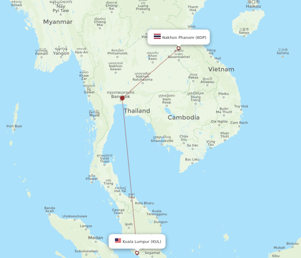 KUL-KOP flight routes