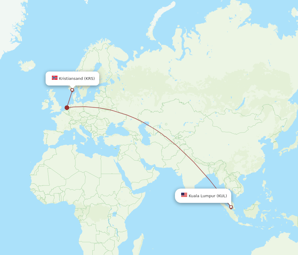 KUL-KRS flight routes