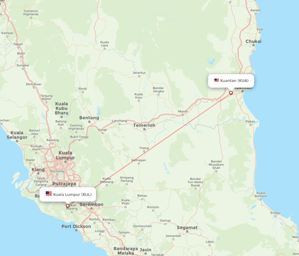 KUL to KUA flights and routes map