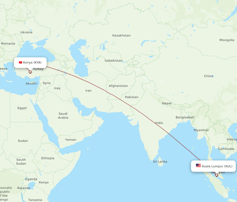 KUL-KYA flight routes