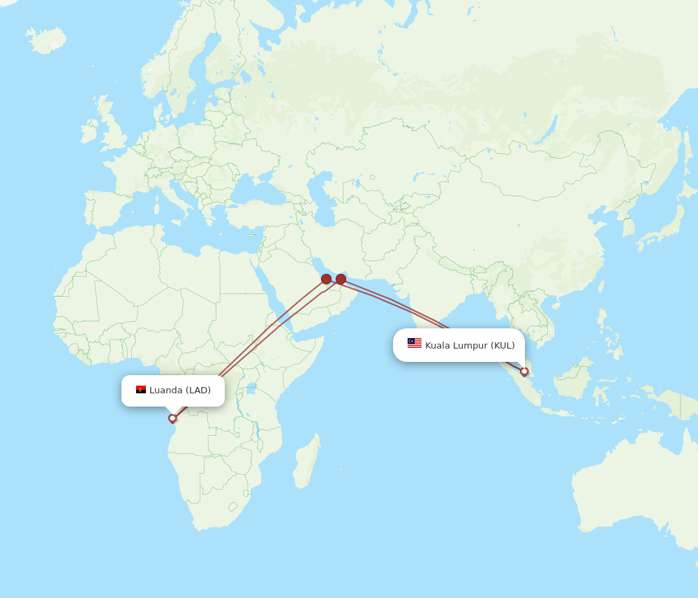KUL-LAD flight routes