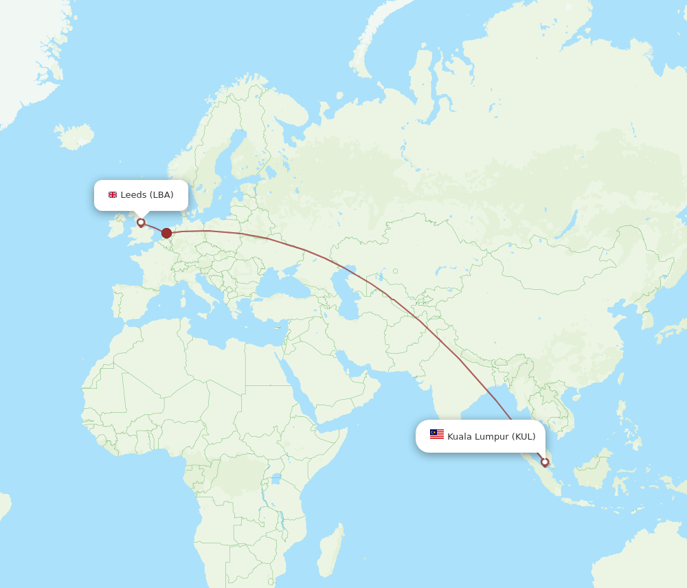 KUL-LBA flight routes