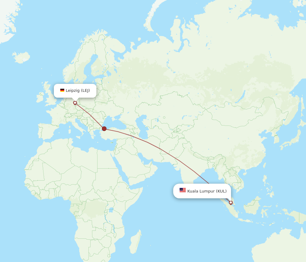 KUL to LEJ flights and routes map